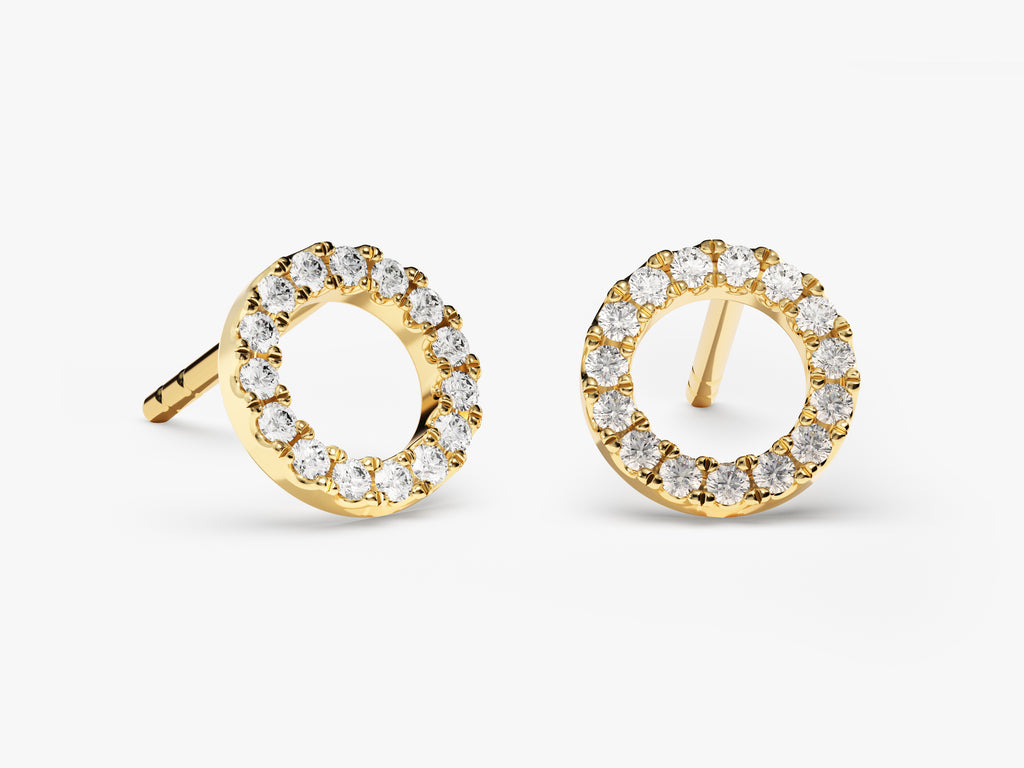 14k Gold Diamond Circle Studs | Eternate