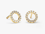 14k Gold Diamond Circle Studs