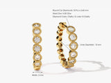 14k Gold, Yellow, White, Rose, 14k Minimalist Gold Milgrain Diamond Huggie Earrings (0.50 ct tw) for women with size information