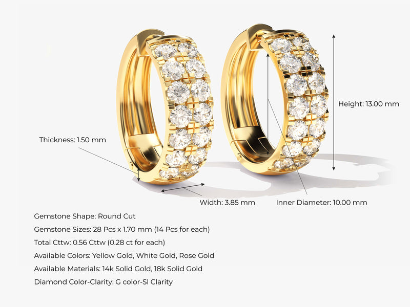14k Gold Bold Diamond Huggie Hoop Earrings (0.56 ct tw)