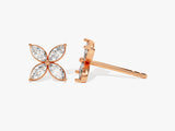 14k Gold Marquise Clover Stud Earrings