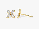 14k Gold Marquise Clover Stud Earrings