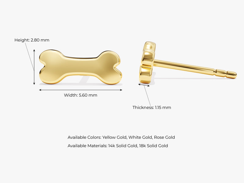 14k Gold Dog Bone Stud Earrings