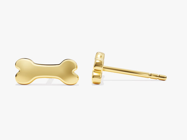 14k Gold Dog Bone Stud Earrings