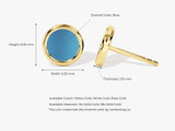 14k Gold Turquoise Enamel Round Stud Earrings