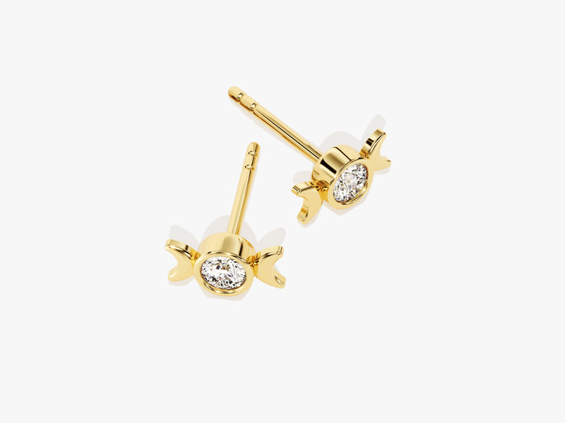 14k Gold Phases of the Moon Diamond Stud Earrings