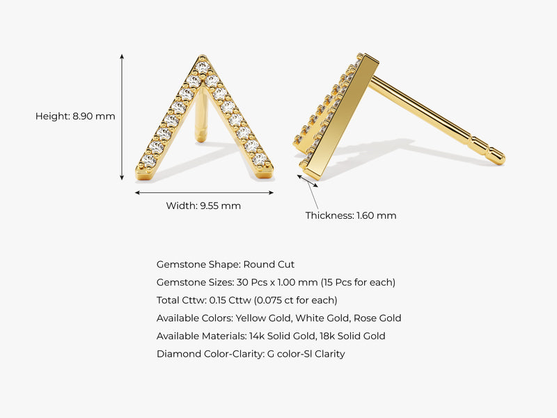14k Gold Dual Diamond Stud Earrings