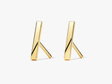 14k Gold Bar Stud Earrings