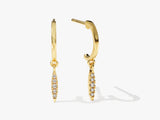 14k Gold Diamond Droplet Huggie Earrings