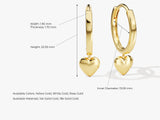 14k Gold Heart Dangle Huggie Earrings