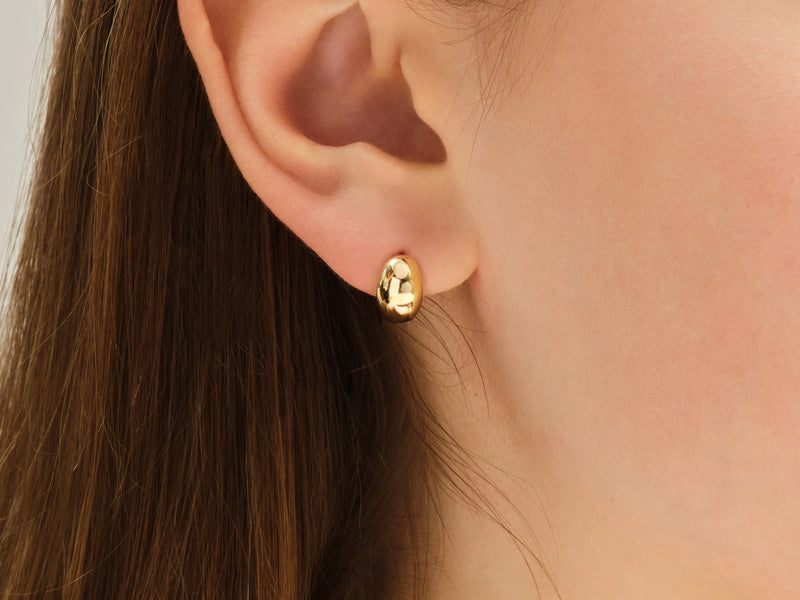 14k Gold Dome Huggie Earrings