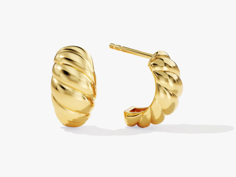 14k Gold Bold Croissant Dome Huggie Earrings