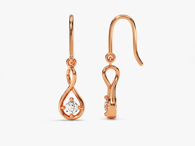 14k Gold Infinity Diamond Drop Earrings
