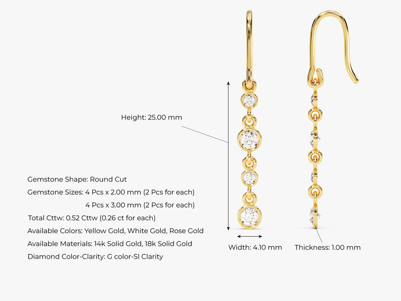 14k Gold Quartet Drop Earrings