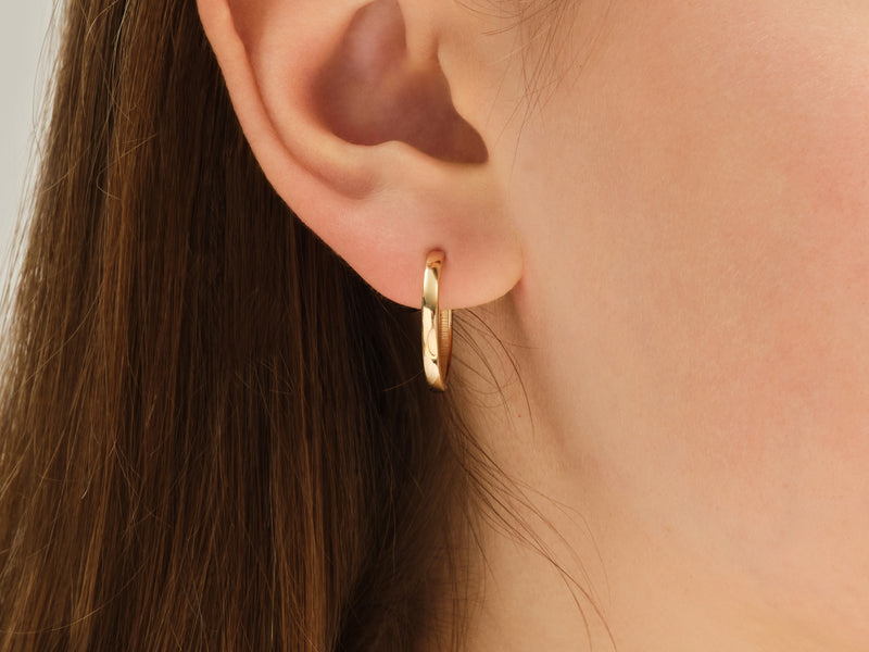 14k Gold Large Plain Hoop Earrings