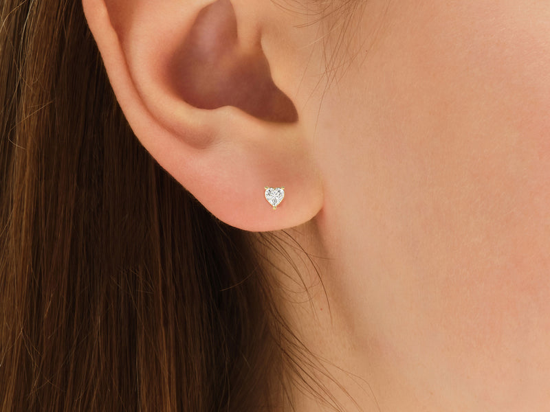 14k Gold Heart Cut Lab Diamond Stud Earrings (0.25 ct tw)