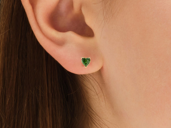 Heart Cut Birthstone Stud Earrings - Gold Vermeil