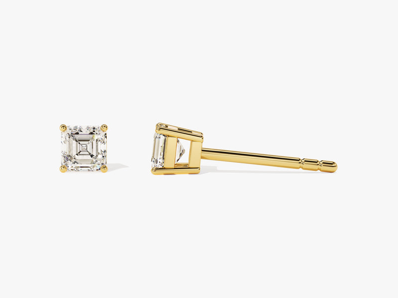 14k Gold Asscher Cut Lab Diamond Stud Earrings (0.50 ct tw)