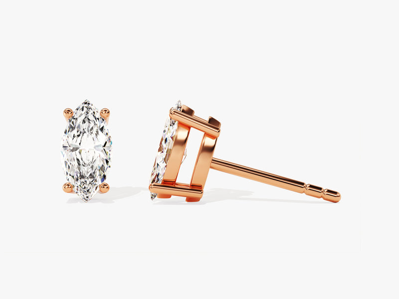 14k Gold Marquise Cut Lab Diamond Stud Earrings (1.00 ct tw)