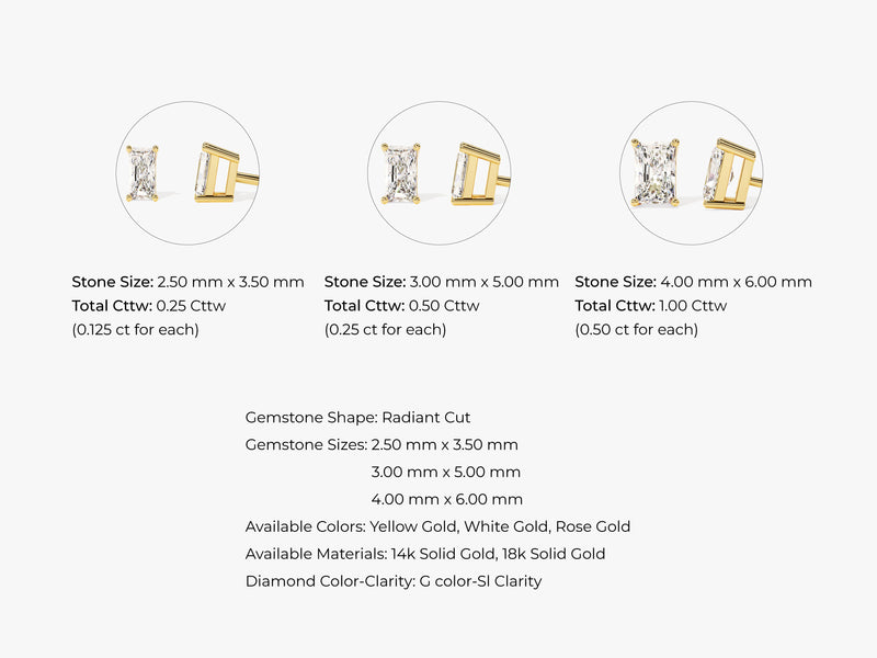 14k Gold Radiant Cut Lab Diamond Stud Earrings (0.25 ct tw)