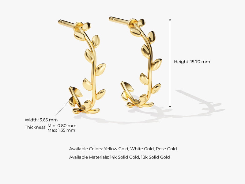 14k Gold Olive Leaf Earrings