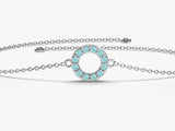 Open Circle Birthstone Bracelet in 14k Solid Gold