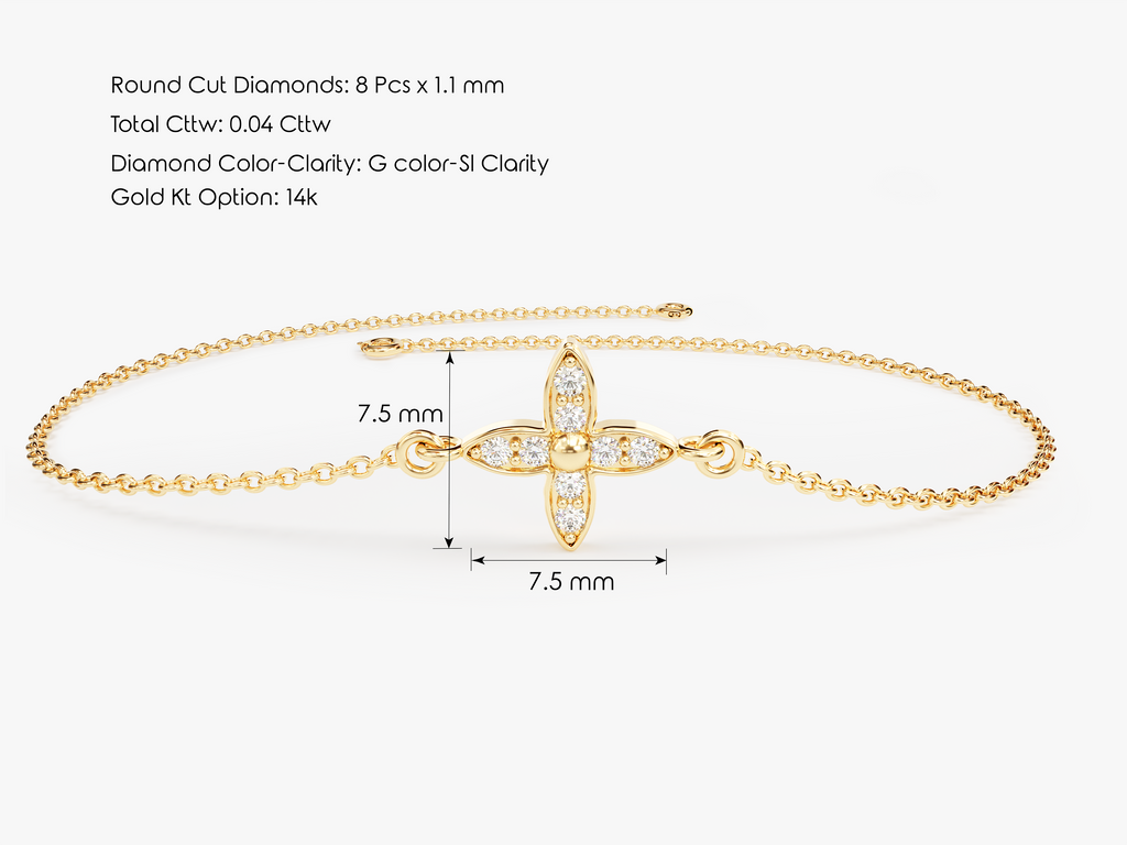 Mini Diamond Clover Bracelet in Solid Gold – Jewels By Tarry