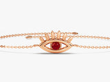 Bezel Set Evil Eye Birthstone Bracelet in 14k Solid Gold