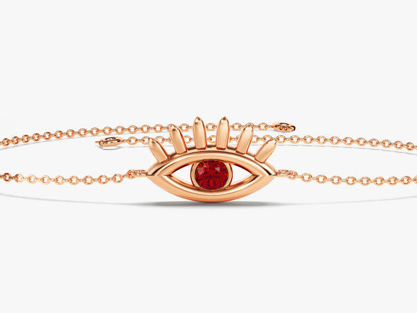 Bezel Set Evil Eye Birthstone Bracelet - Gold Vermeil