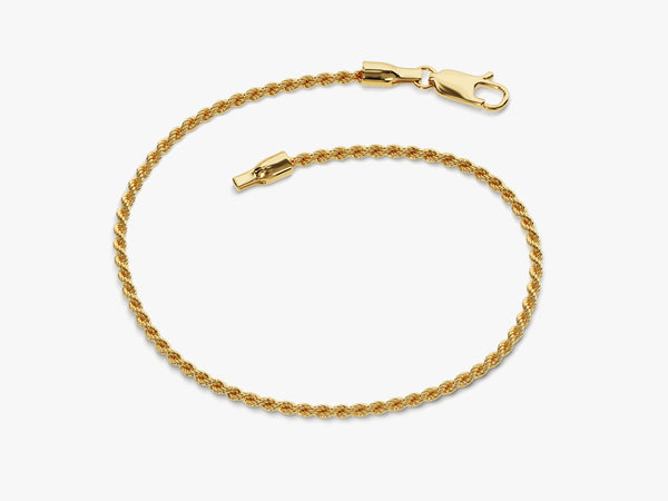 14k Yellow Gold 2.0mm Rope Chain Bracelet