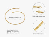 14k Yellow Gold 1.0mm Box Chain Bracelet