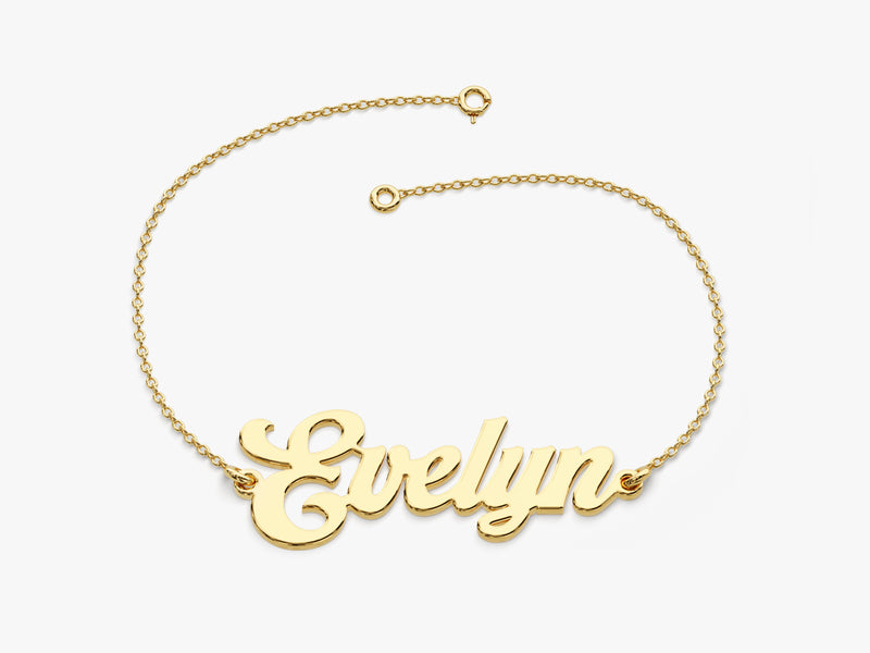 14k Solid Gold Bold Name Bracelet