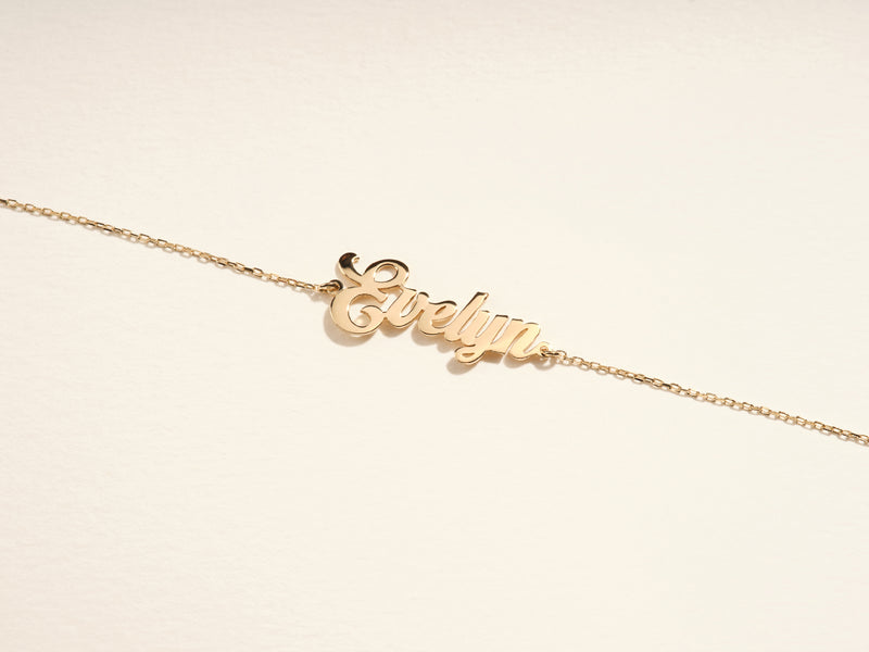 14k Solid Gold Bold Name Bracelet