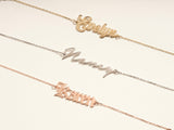 14k Solid Gold Cursive Font Name Bracelet