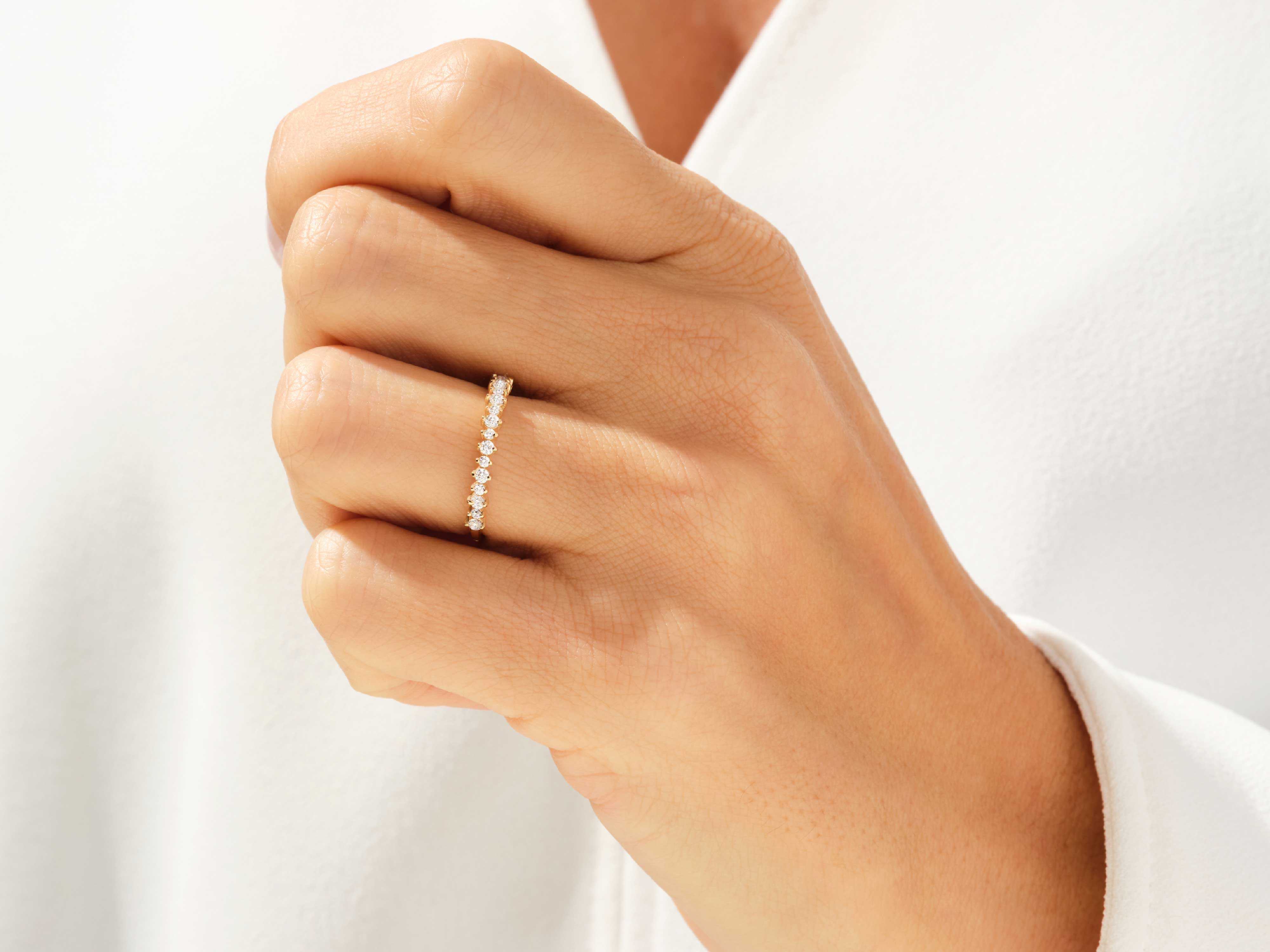 Prong-Set Diamond Wedding Band