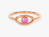 Bezel Evil Eye Birthstone Ring - Gold Vermeil
