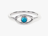 Bezel Evil Eye Birthstone Ring in 14k Solid Gold