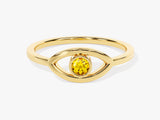 Bezel Evil Eye Birthstone Ring - Gold Vermeil