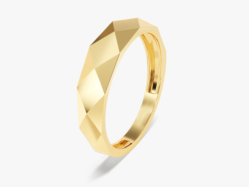 14k Solid Gold Faceted Ring
