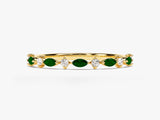 Alternating Marquise & Round Birthstone Ring in 14k Solid Gold
