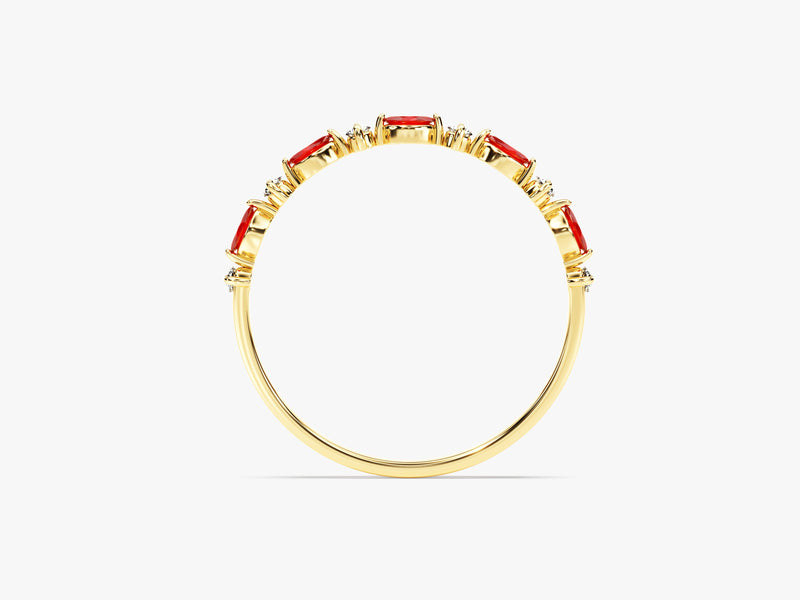 Alternating Marquise & Round Birthstone Ring - Gold Vermeil