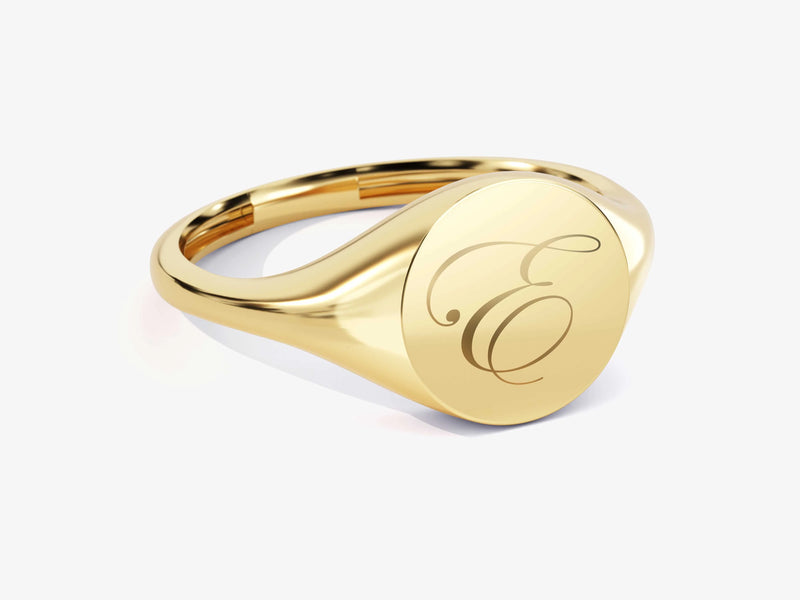 14k Gold Round Signet Ring