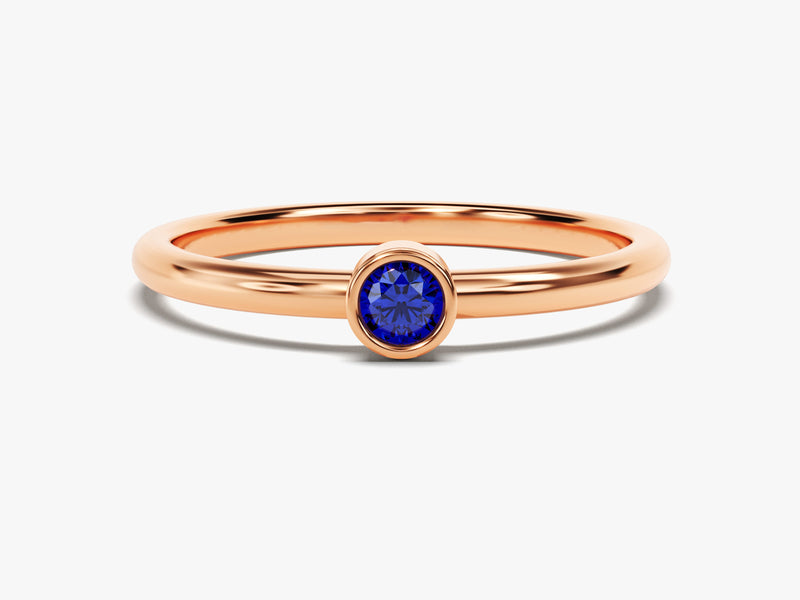 Bezel Set Round Birthstone Ring - Gold Vermeil