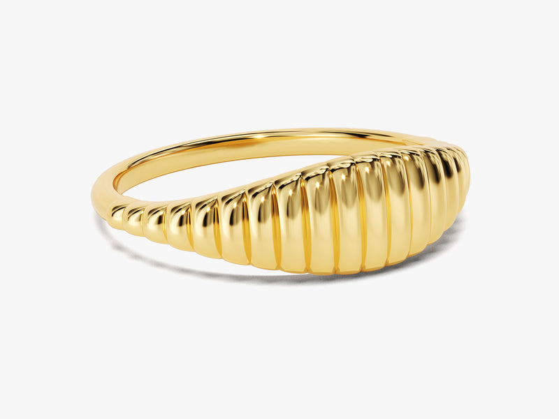 14k Solid Gold Minimalist Wavy Signet Ring