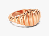 14k Solid Gold Bold Wavy Signet Ring