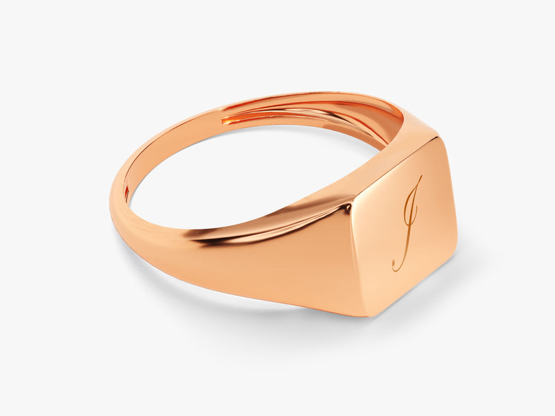 14k Gold Personalized Square Signet Ring