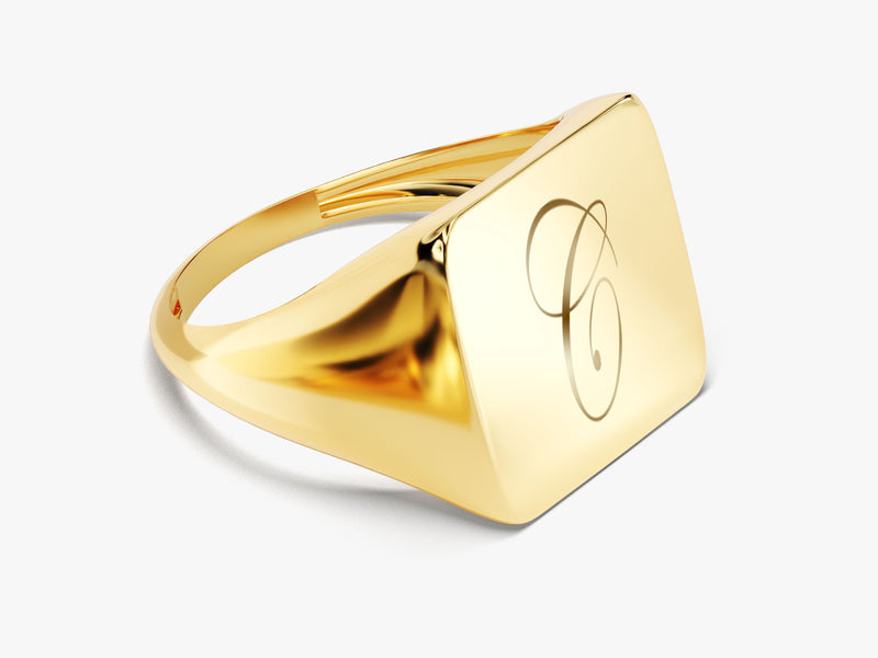 14k Gold Personalized Square Signet Ring