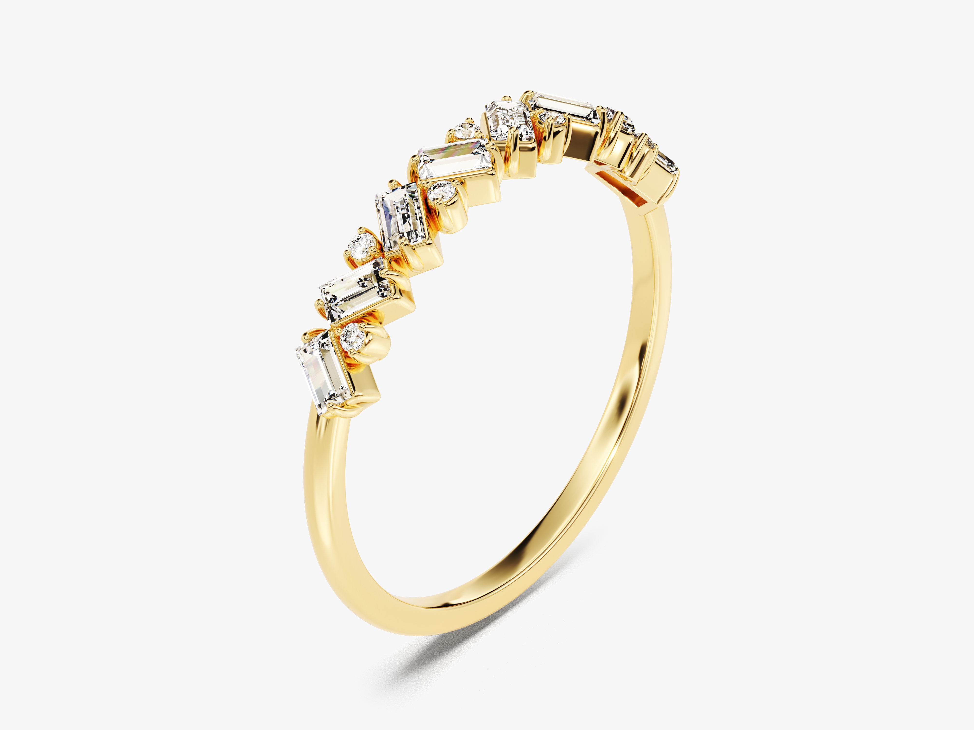 Petite Baguette Cluster Diamond Wedding Band