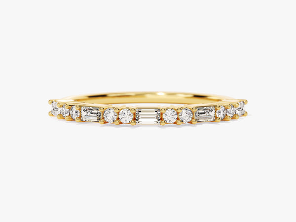 Baguette and Double Round Moissanite Wedding Band