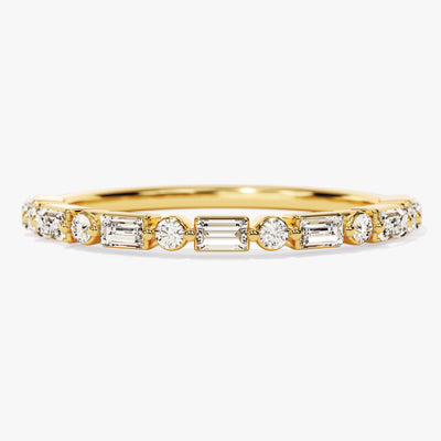 Alternating Round and Baguette Moissanite Wedding Band